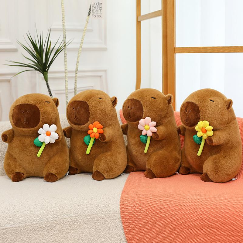 Milk tea cup red hat kapibara doll doll toast turtle backpack capybara ugly cute rag doll throw pillow