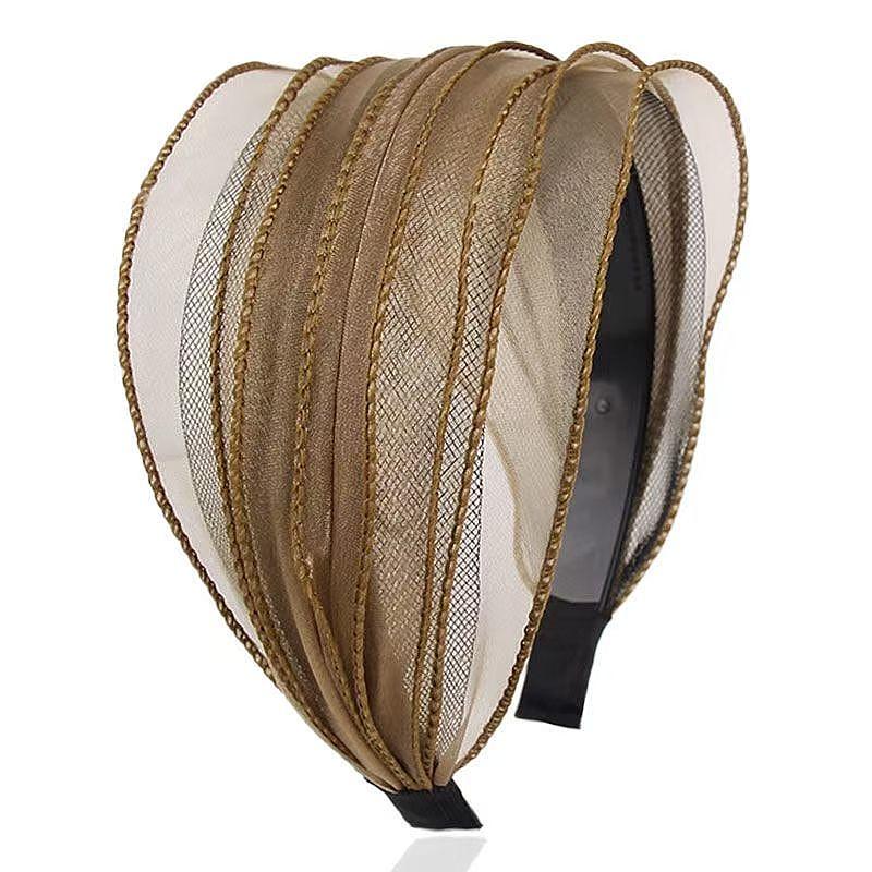 Spring and Summer Mesh Pleated Wide-brimmed Headband Women New Hairpin Headband Daily Clothing Fashion Matching Head Band