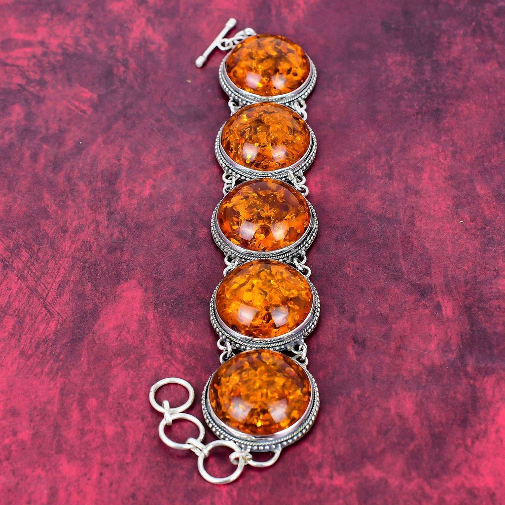 Baltic Amber Bracelet, Charming Onyx Gemstone 925 Solid Sterling Silver Jewelry, Handmade Adjustable Bracelet Jewelry For Her