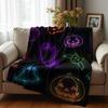 Neongrün Skelett Party Kunst Anime Cartoon Flanelldecke Weiche Warme Decke für Schlafzimmer Sofa Auto Kinder Urlaubsgeschenk