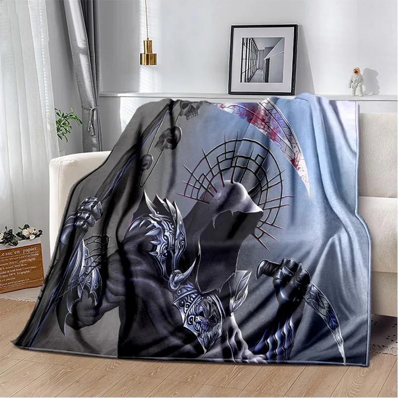 D Grim Reaper Skull Gothic Soft Plush Flannel Throw Blanket for Bedroom Living Room Sofa Picnic Kids
