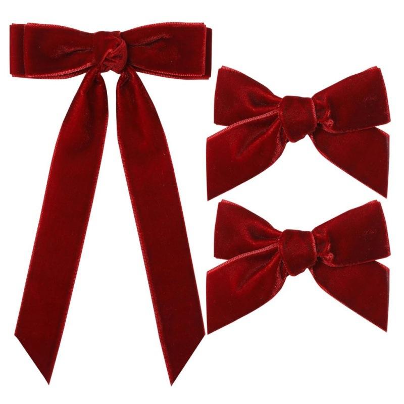 Cute Velvet Bow Hairpins Set Women Children Girls Hair Clips Pin Barrettes Accessories Hairclip Headdress Headwear Ornament