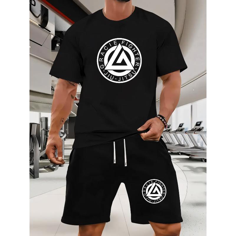 

European Size Men S Short-Sleeve T-Shirt And Fitted Featuring a Gracie Jiu-Jitsu Logo, Perfect for Casual Sports Wear in Spring And Summer 4XL чорний