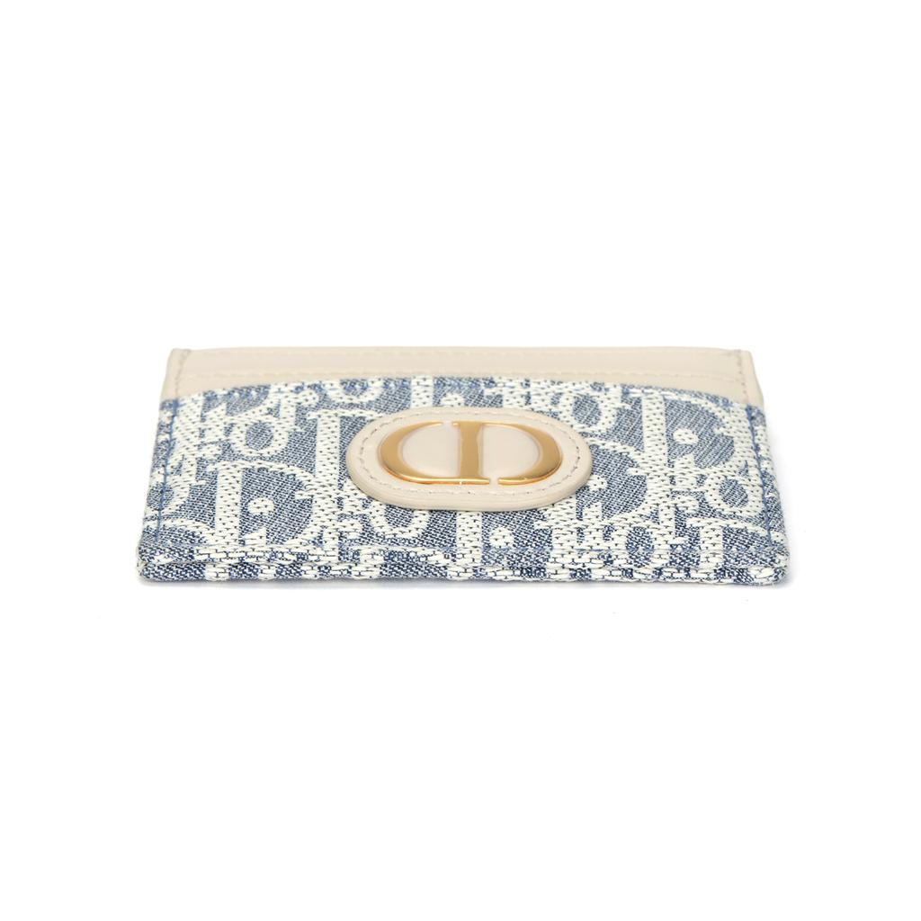 Dior 30 Montaigne Freesia Classic Logo Cotton And Calfskin Card Holder Women Card Holder Blue S2152UDFF-M925