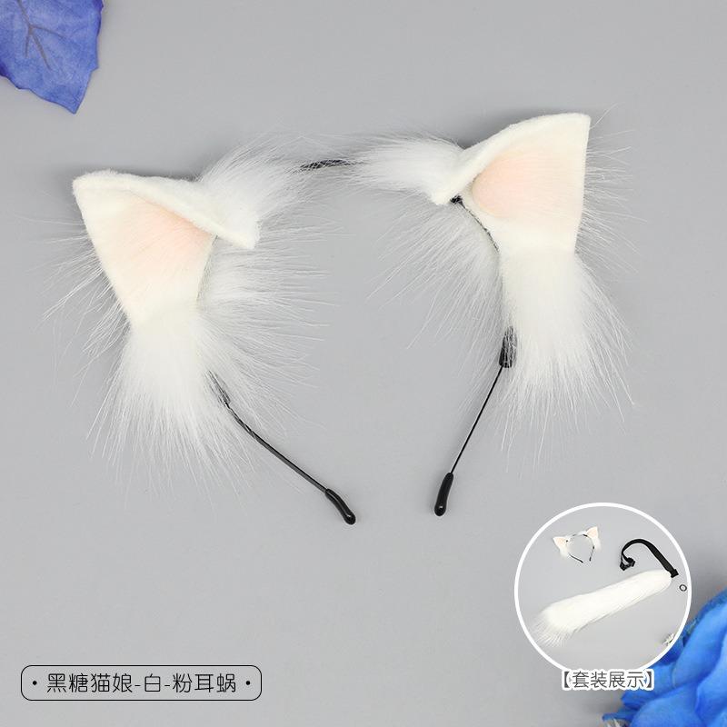 Handmade Plush Simulation Cat Ear Hair Accessories Cute Kitten Headdress Cat Tail Cosplay Comics Beast Ear Beast Tail