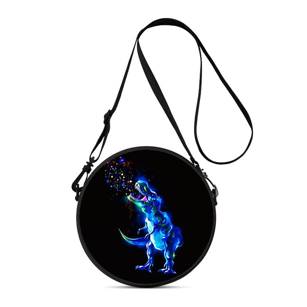Dinosaur Print Round Shoulder Bag Casual Messenger Bag for Woman Best Gifts 2D Flat Casual Daily Crossbody Bag