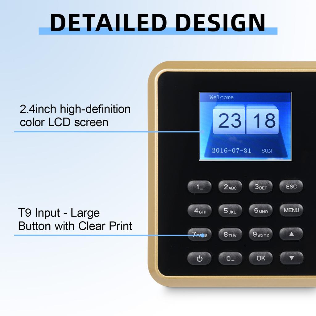 Bisofice Biometric Time Clock Attendance Machine for Employees Support 1000pcs Fingerprint 1000pcs Password 1000pcs ID