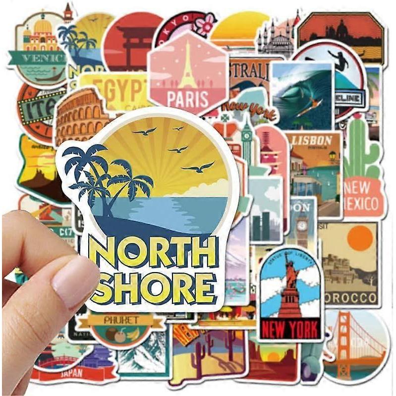 Pack of 50 (Travel) Waterproof Vinyl Travel Stickers, Suitcases Stickers for Luggage Skateboard Guitar Laptop