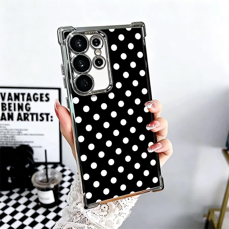 Polka Dots Art Fashion Desgin Plating Phone Case For Samsung Galaxy S24 S25 FE S26 Edge S23 Ultra S22 S21 Plus S20 Anti-Fall Air