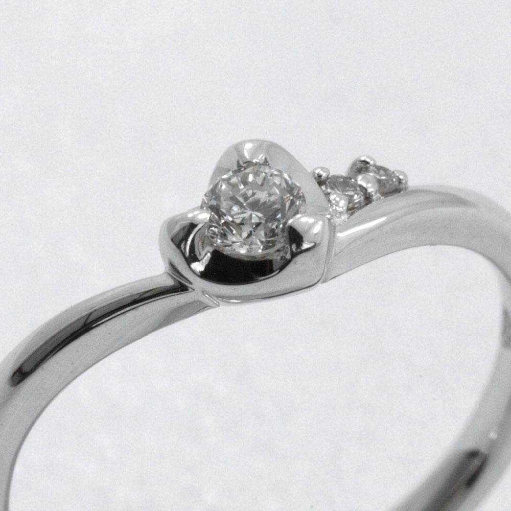 Samantha Tiara heart Ring 3P K18 white gold/diamond #5.6(US Size) heart 2.5g Women Used