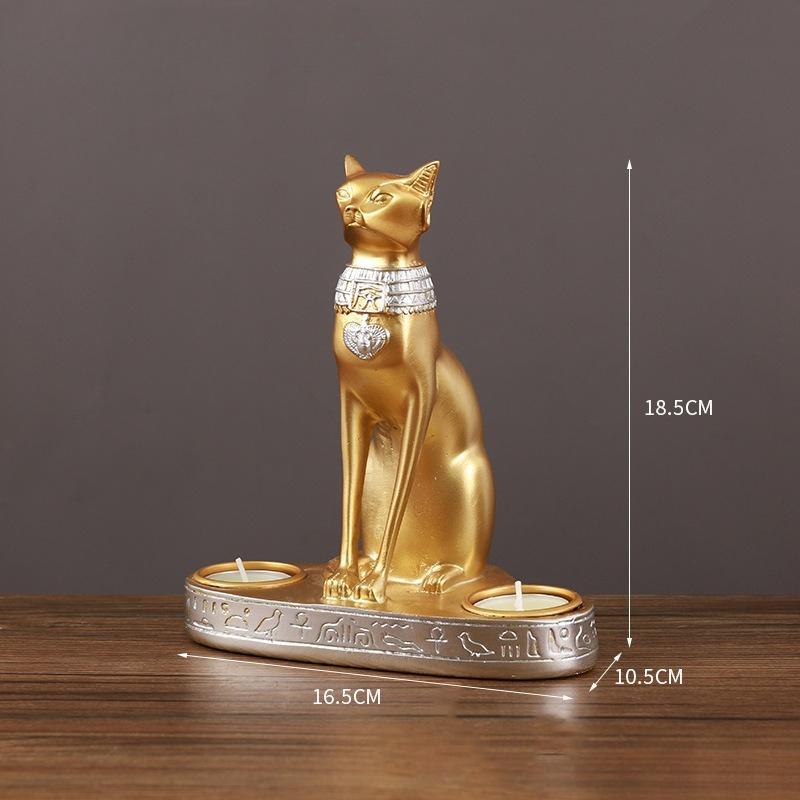 Ägyptische Katze Harz Dekorative Kerzenhalter Leichter Luxus Heim Restaurant oder Bar Atmosphäre Kerzenständer