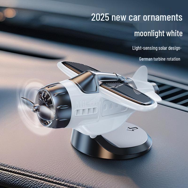 Solar-Powered Rotating Airplane Dashboard Ornament