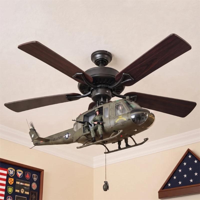 Helicopter Hanging Display Set, Ceiling Mount Attachment for Aviation Themed Study, Bedroom or Hobby Room Decors