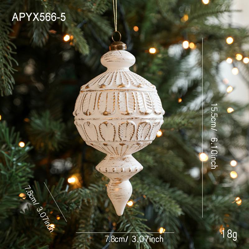 White Gold Christmas Ball Ornament Matte Retro Light Luxury Snowflake Hanging Pendant for Christmas Tree Decorations 7