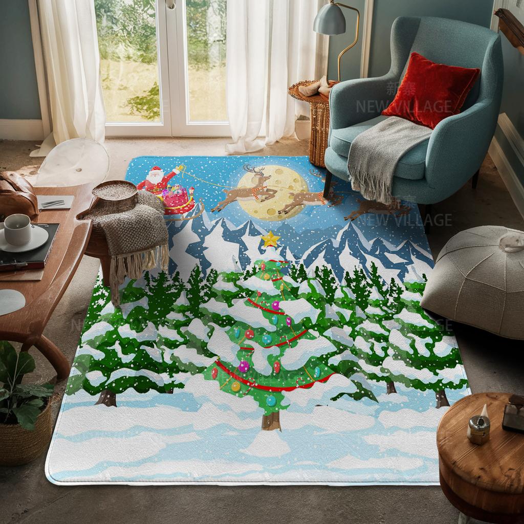 House Entrance Carpet Home Door Mat Living Room Bath Foot Bathroom Non-slip Water Absorption Rugs Bath Merry Christmas Winter