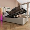 Double Bed Linen Cover Charging Function with Storage Space Mattress Headboard Soft App Control Strong Wood Slat Support Bedroom Furniture LED Light