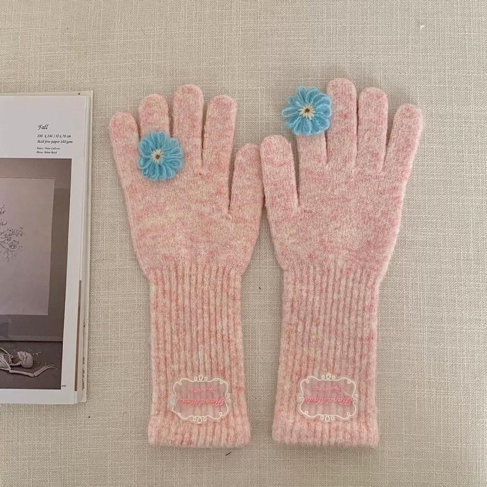 Soft Warm Knitted Winter Gloves Spring Full Finger Gloves  For Women