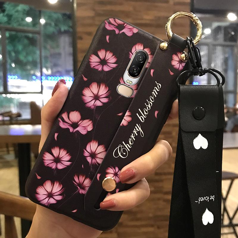 Fashion Design Dirt-resistant Phone Case For OnePlus 6/1+6 Kickstand Protective Silicone Anti-dust Ring Durable Flower