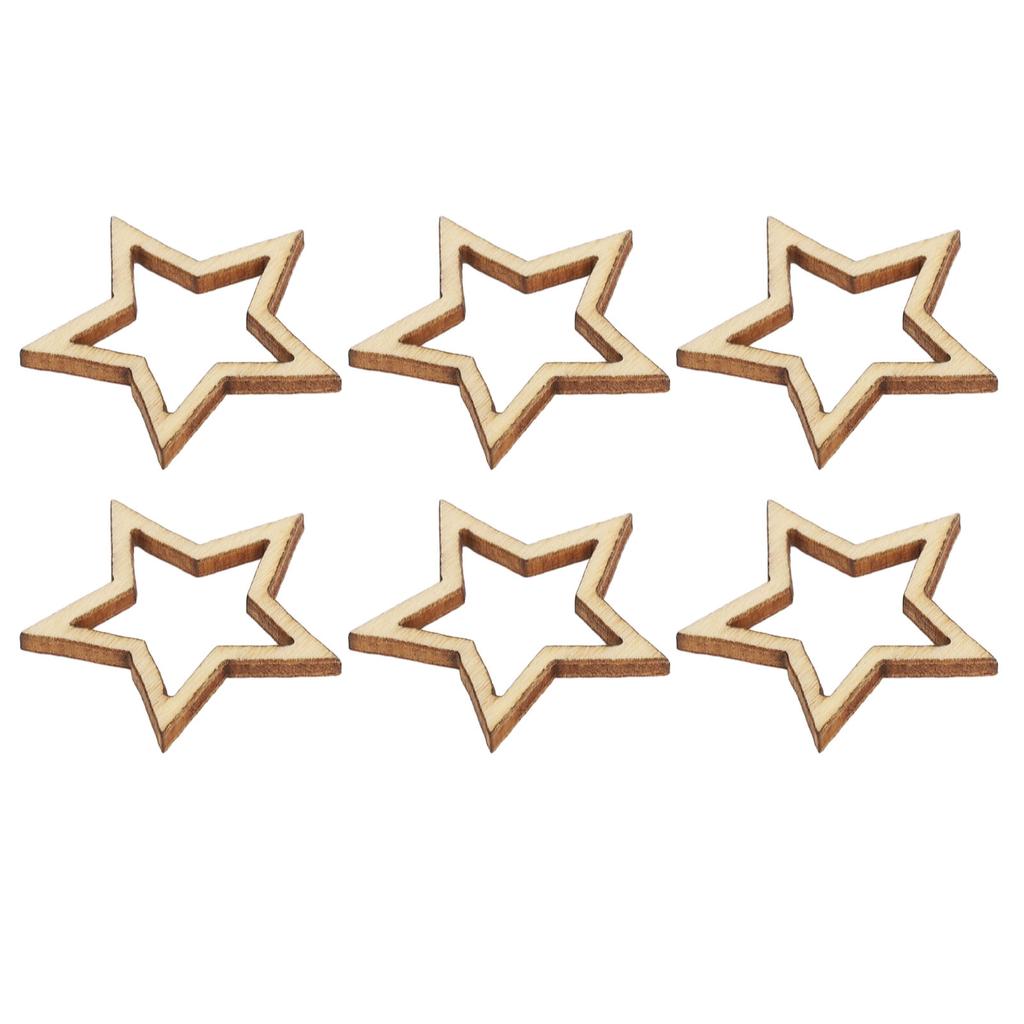100pcs Wooden Star Decoration Hollow Out Exquisite Crafts Wood Stars for Beauty Salons
