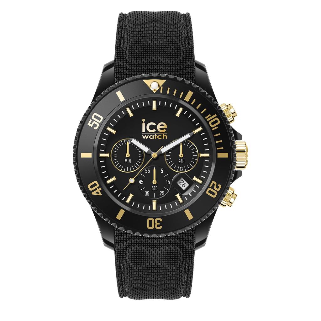 Authorized Ice-Watch Men's Watch 021602 ICE Chrono Black and Gold Medium 40mm Chronograph