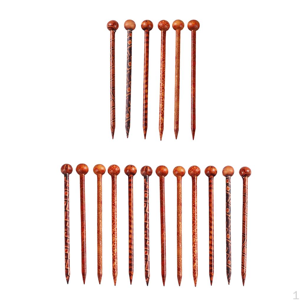 

18 шт. Деревянная заколка для волос Женская Китайская палочка с узором Девушка