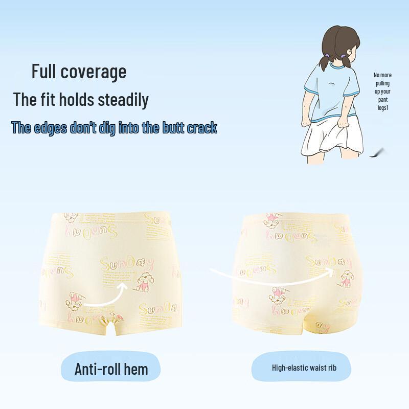 Jiusuiban Girls' Soft Modal Boxer Briefs with Silk Crotch (3-Pack)
