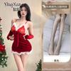 Erotic underwear women's sexy plush suspender nightdress short skirt Christmas dress battle robe passion free uniform suit