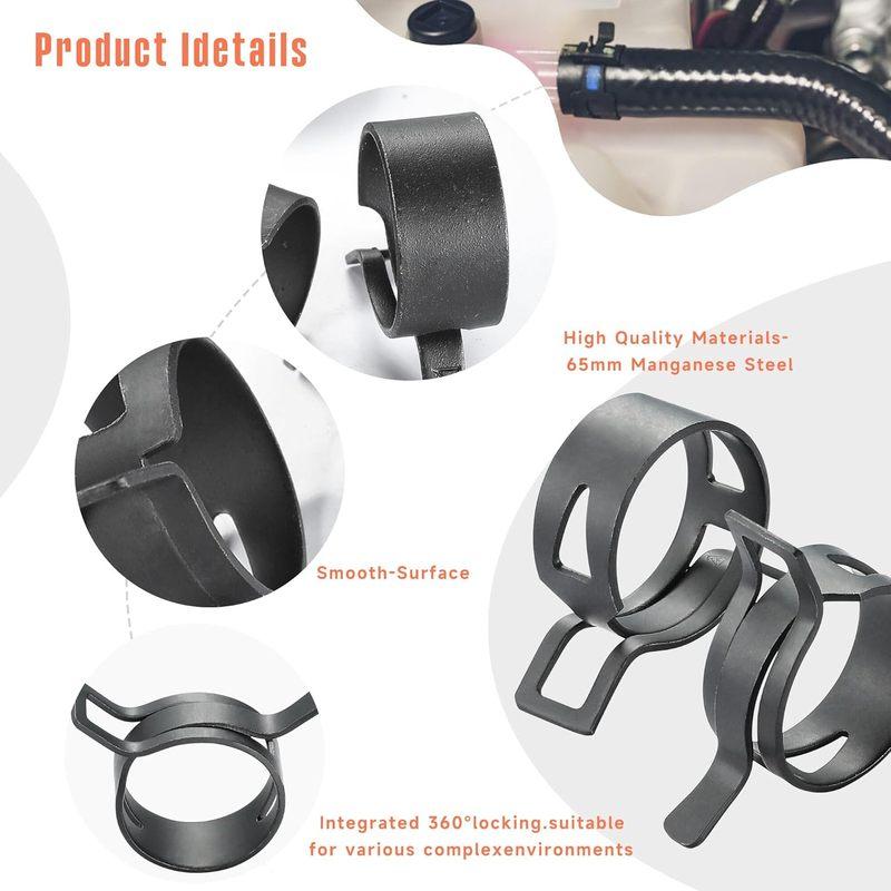 24pcs Hose Spring Clamp Clips Vacuum Fuel Line Hose Oil Water Pipe Air Tube Clamps Fastener 6-46mm Pipe Clamp Hoop for Plumbing