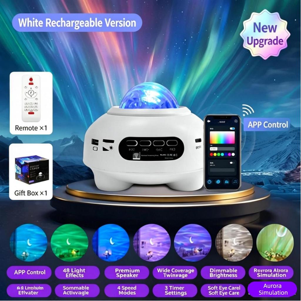 Star Northern Projector Light with Bluetooth Speaker, Remote Control, Galaxy Atmosphere Lamp