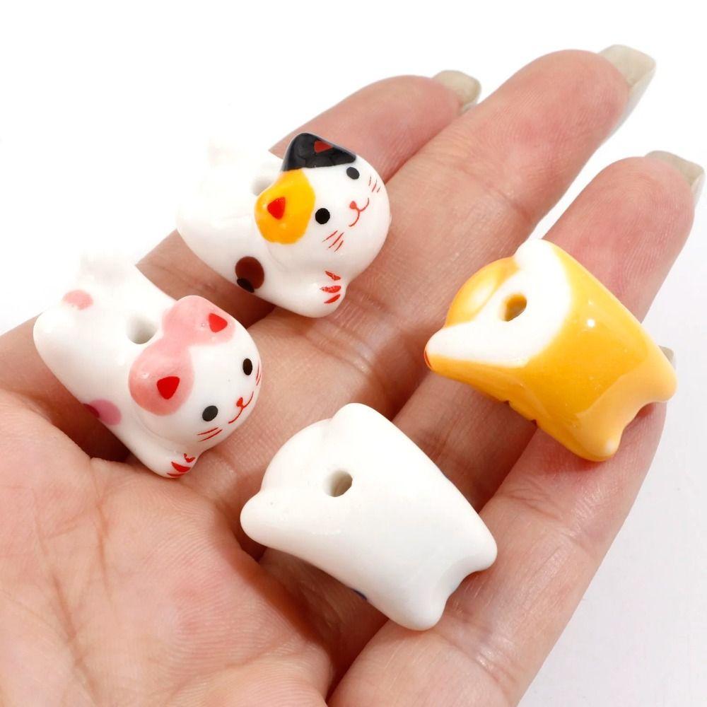 Makeing Bracelet Ceramic Calico Cat Beads Kitty DIY Jewelry Accessory  DIY Jewelry
