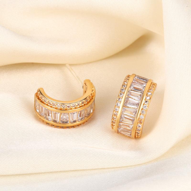 Wind full diamond stud earrings niche design earrings