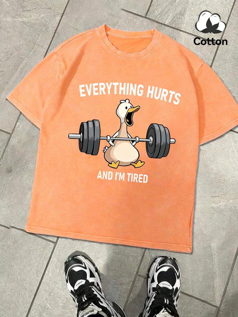 The Great Goose Striving For Fitness Washed Man Tee Loose Fashion TShirt Summer Cotton Short Sleeve Unisex AllMatch Clothing