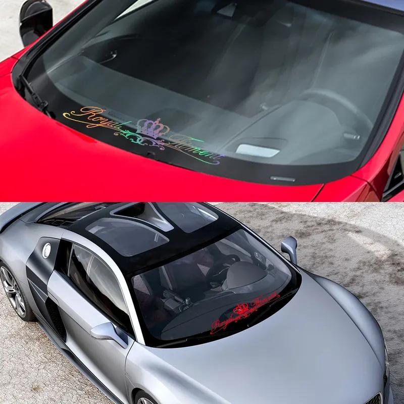 Universal Car Front Windshield PVC Sticker Crown Vinyl Decal - DIY Auto External Tuning Accessories for Stylish Vehicle Decor
