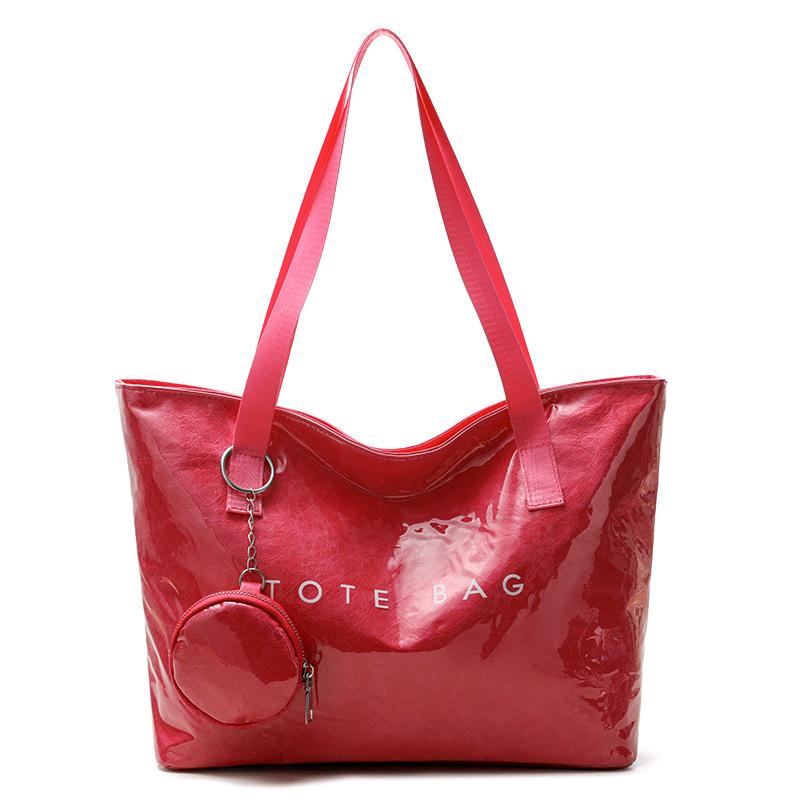 Large Capacity DuPont Paper Jelly Bag Fashion Versatile Transparent Waterproof Tote Bag Commuter Tote Bag