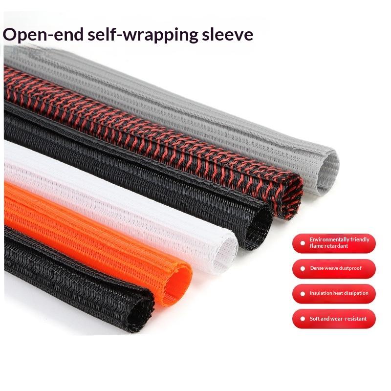 1Pcs 8~32Mm Self-Closed Insulated Sheath 1 Meter Pet Braided Cable Sleeve High Protection Wear Resistant Wire Organizer Sleeving