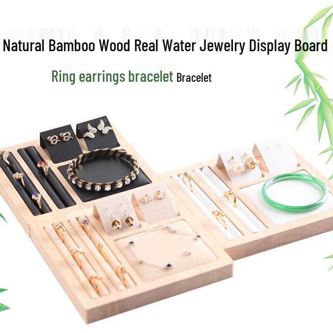 Bamboo  Wood Jewelry Display Stand - Simple Tray for Rings  Earrings Jewelry Rack