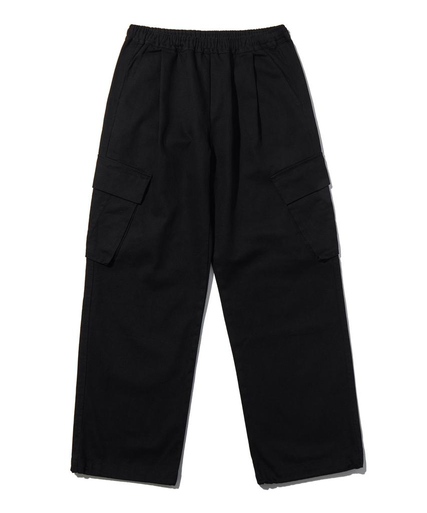 URBANDTYPE Cotton Wide Cargo Pants_Black_Pl179