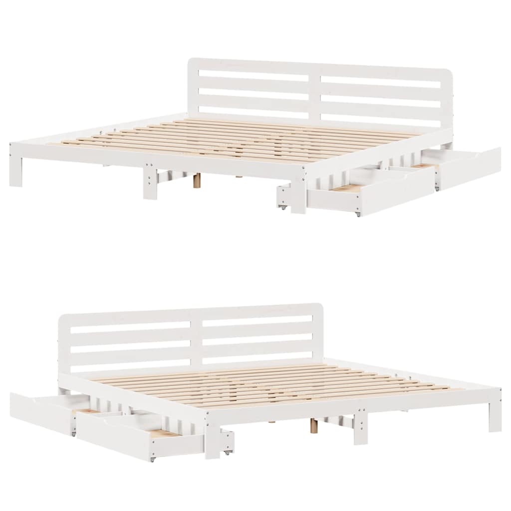 Solid Wood Bed without Mattress White 180 x 200 cm Pine Wood