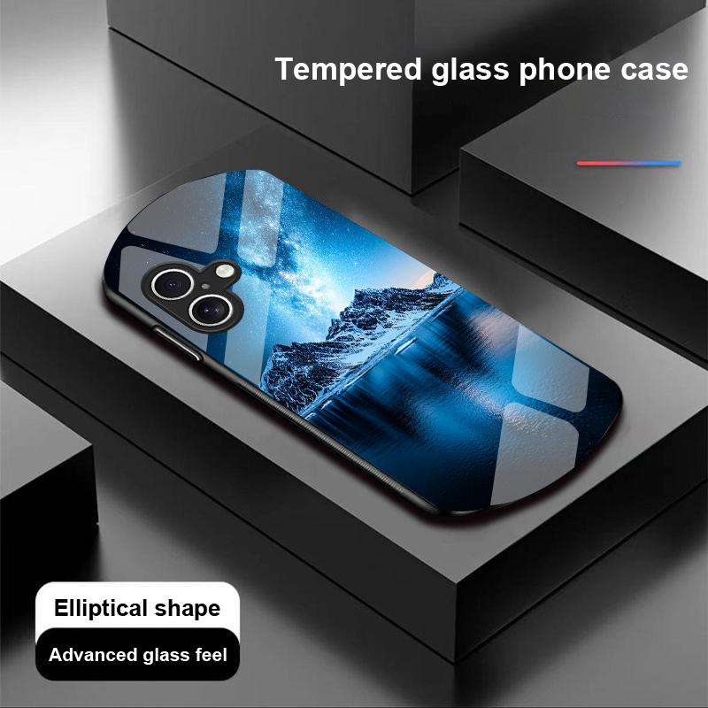 Pyramid Starry Sky For Apple IPhone 16 11 13 15 14 Pro Max 12 Mini 7 8 Plus XR X XS Elliptical Shaped Tempered Glass Phone Case