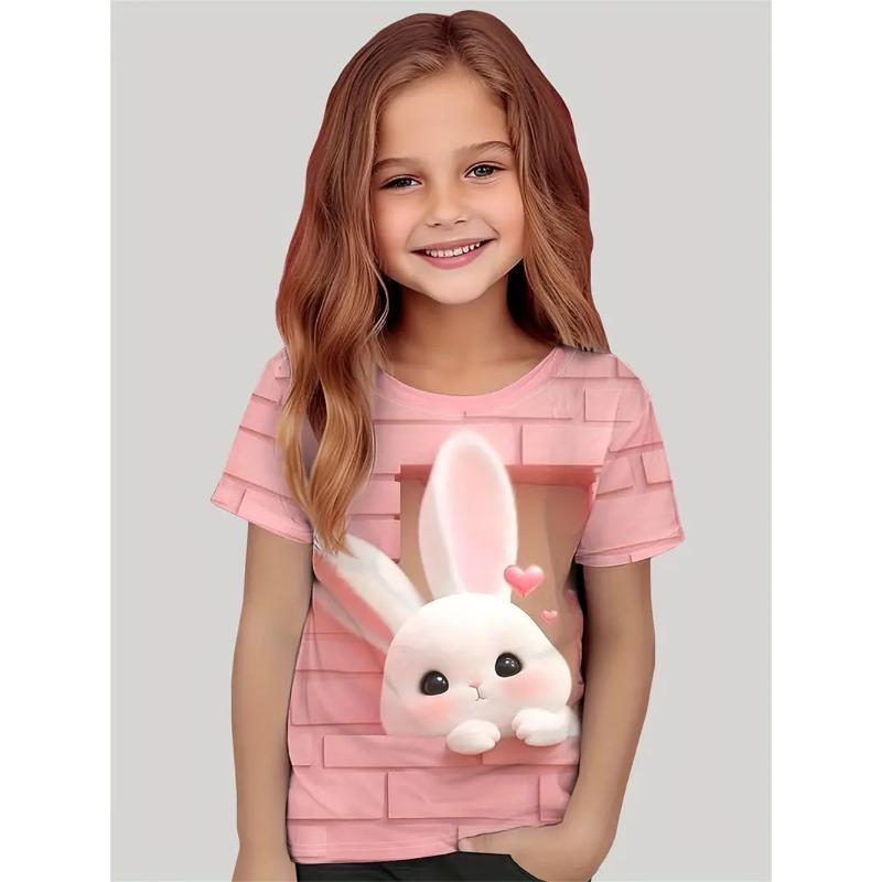 3d Printed T Shirt Girls T-Shirts 2025 Cartoon Animal Trendy Girl Children Tshirts Casual Baby Clothes Top Tee Summer