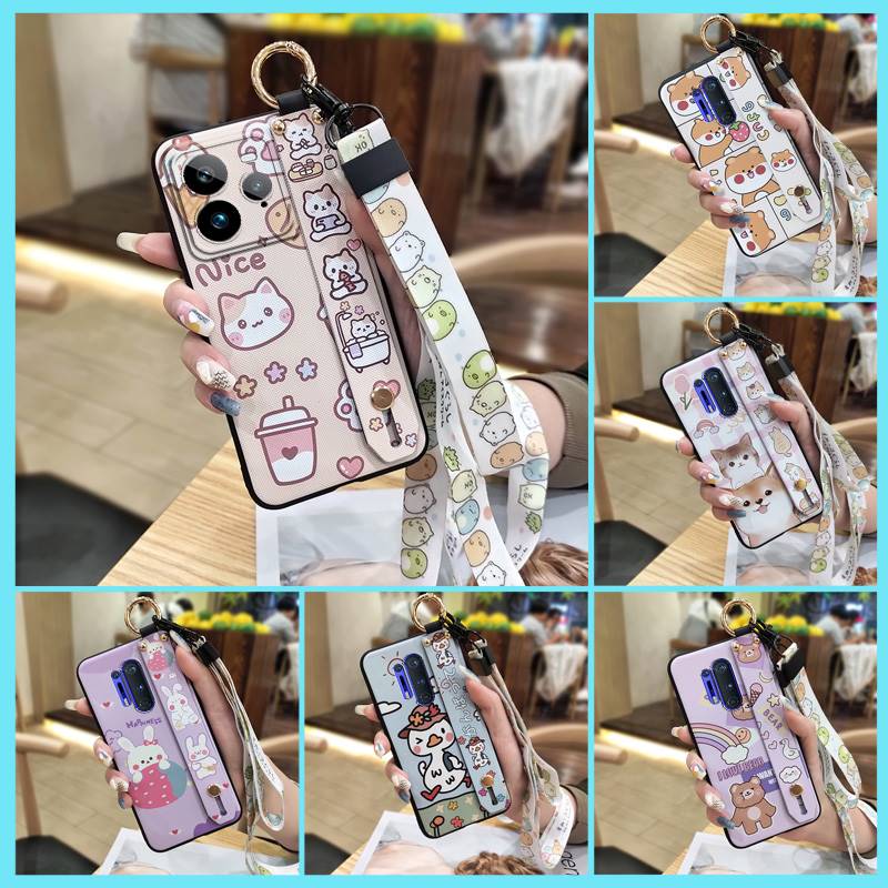 Kickstand Anti-dust Phone Case For Realme GT7 Pro Soft case Cute Silicone Protective Cartoon Fashion Design Ring Lanyard