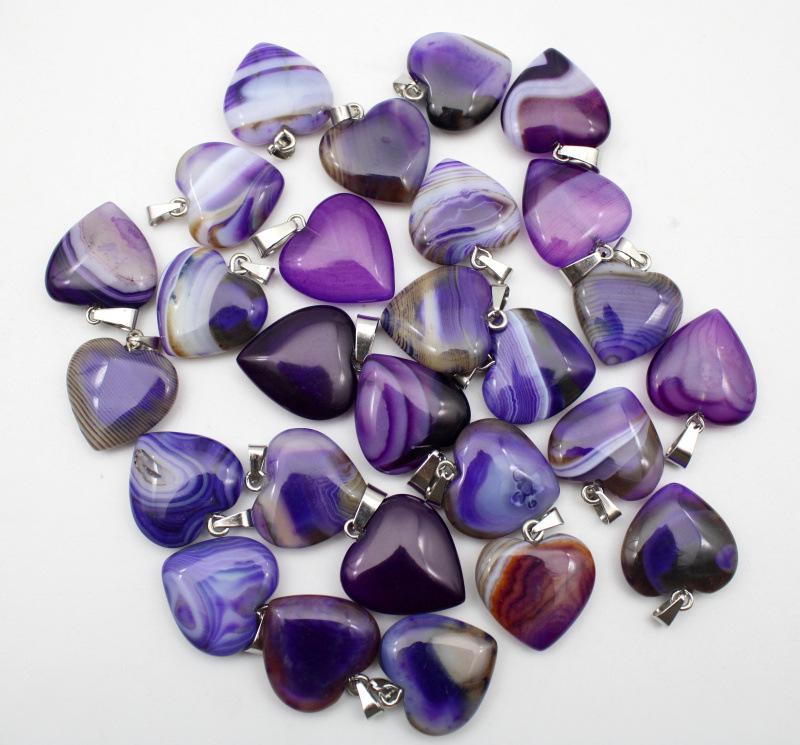 20MM Herzförmiger Naturstein Anhänger: Achat, Rosenquarz, Aquamarin, Pfirsichherz Schmuck