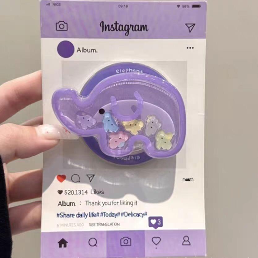 Cartoon Purple Elephant Magsafe-Compatible Foldable Phone Holder with Strong Airbag