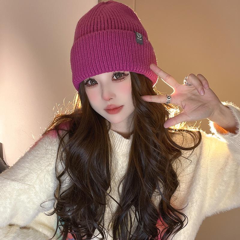 New Knitted Hat for Women In Autumn and Winter Korean Style Versatile Warm Wool Hat Cute Face Protecting Cold Hat