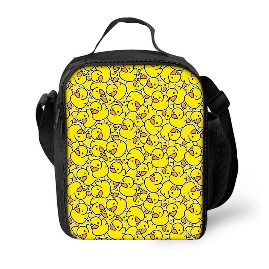 Casual Yellow Duck Shoulder Strap Insulated Lunch Bags 2D Cartoon Boys/Girls Kids Picnic Food Preservation Lunch Box Bag Thermal