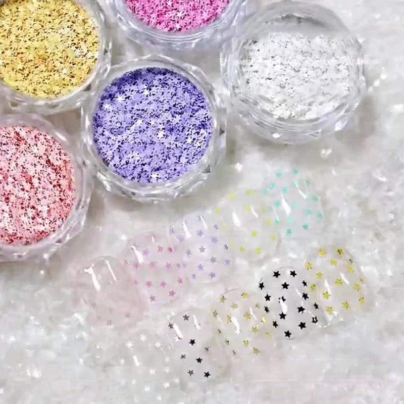 NEW! 1Jar 1mm Mini Sparkling Star Nail Glitter Sparkling Nail Decoration Nail Salon Design Cute Accessories DIY Nail Art Design