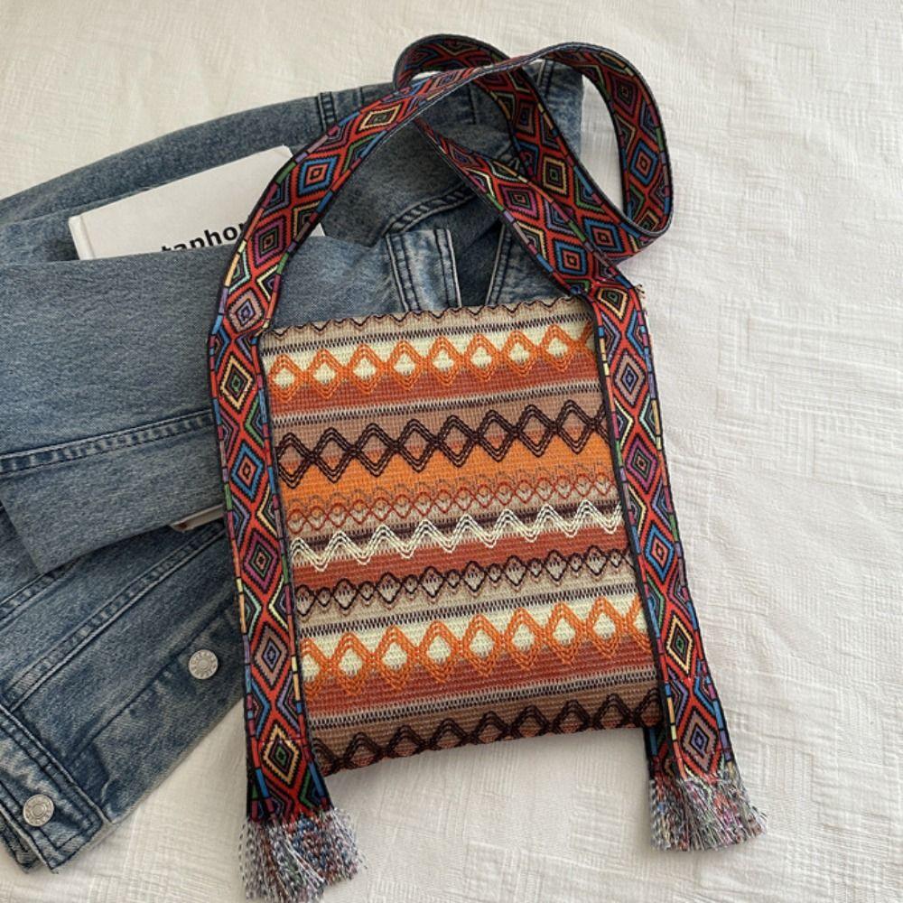 Tassel Ethnic Style Crossbody Bags Woven Bag Bohemian Shoulder Bag Fringe Shoulder Bag Outdoor