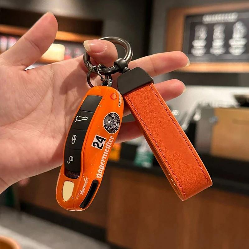 AABKW1 Lava Orange Car Key Case ABS Protective Fob Cover For Porsche Cayenne Macan Panamera 718 Taycan 911 Key Interior Accessories