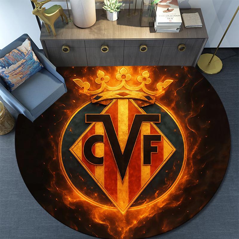 Villarreal Club De Fútbol,Round Area Rug,Carpet Rug for Living Room Bedroom Sofa Playroom Decor,Non-slip Floor Mat