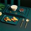 Plastic Tray Storage Supplies Nordic Dark Green Rectangular Pallet Fruit Jewelry Tableware Storage Tray Service Drinkware Plate